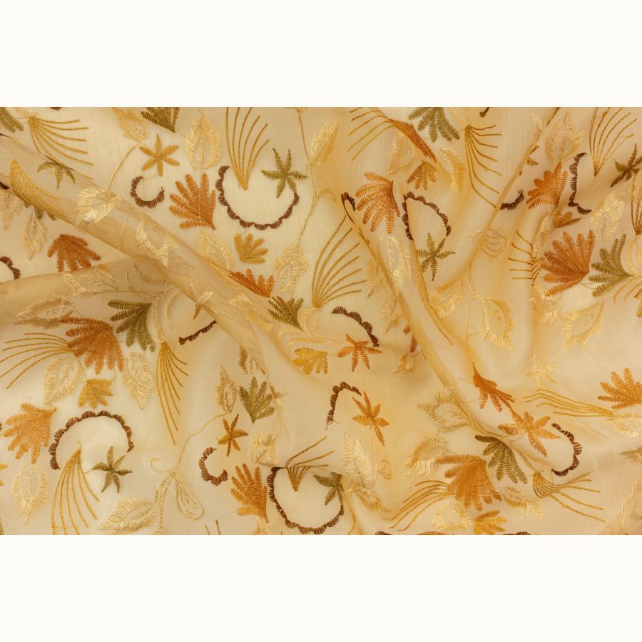 ΥΦΑΣΜΑ 100% ΜΕΤΑΞΩΤΗ ΟΡΓΑΝΤΖΑ ΜΕ ΚΕΝΤΗΜΑ ΜΠΕΖ-ΠΟΡΤΟΚΑΛΙ-ΛΑΔΙ