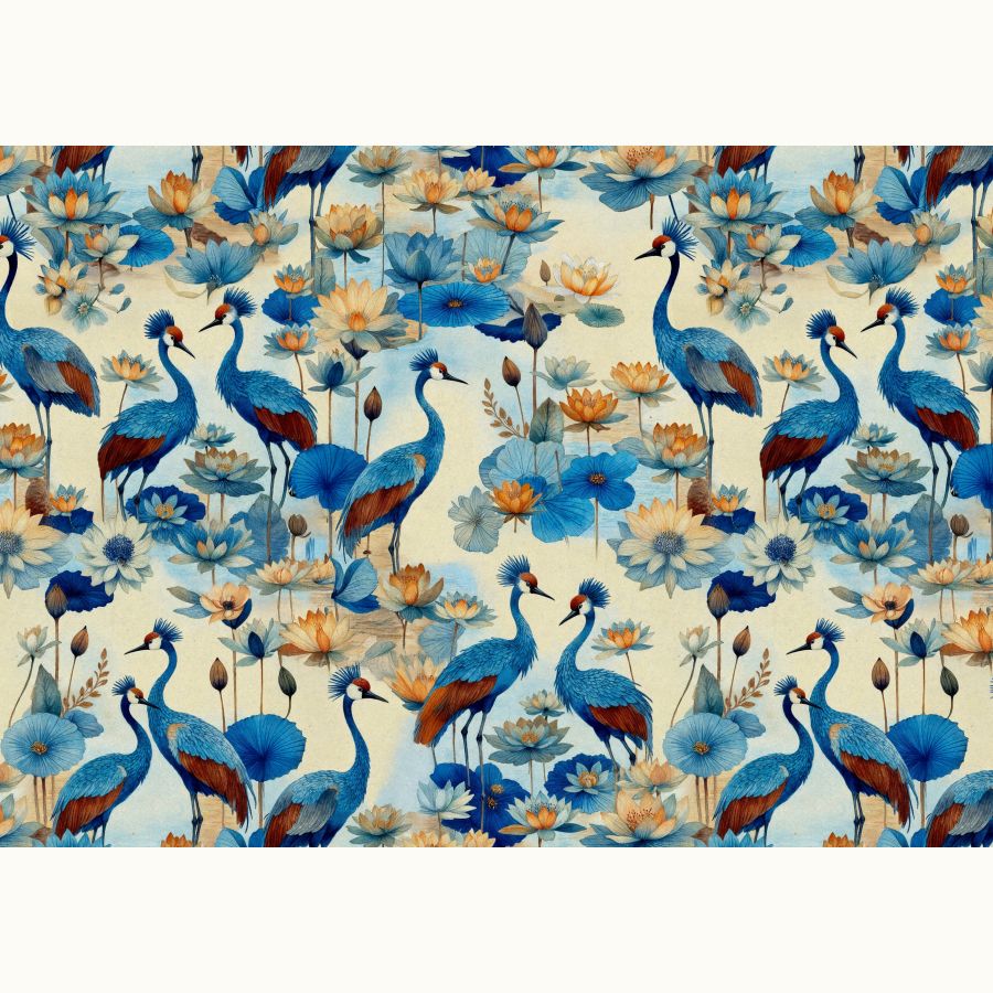 ΥΦΑΣΜΑ ΛΟΝΕΤΑ (ΚΑΡΑΒΟΠΑΝΟ ΜΑΛΑΚΟ) ΒΑΜΒΑΚΕΡΟ, DIGITAL PRINT - ROYAL GARDEN BIRDS