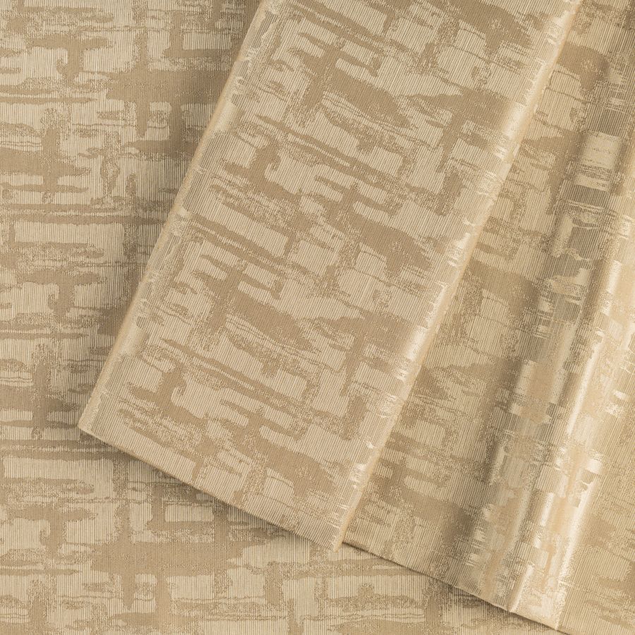 ΥΦΑΣΜΑ ΖΑΚΑΡ ΓΚΡΟ ΛΑΜΕ ΜΕ ΜΕ ΑΝΑΓΛΥΦΟ ΓΕΩΜΕΤΡΙΚΟ ΣΧΕΔΙΟ - ΜΠΕΖ ΧΡΥΣΟ 