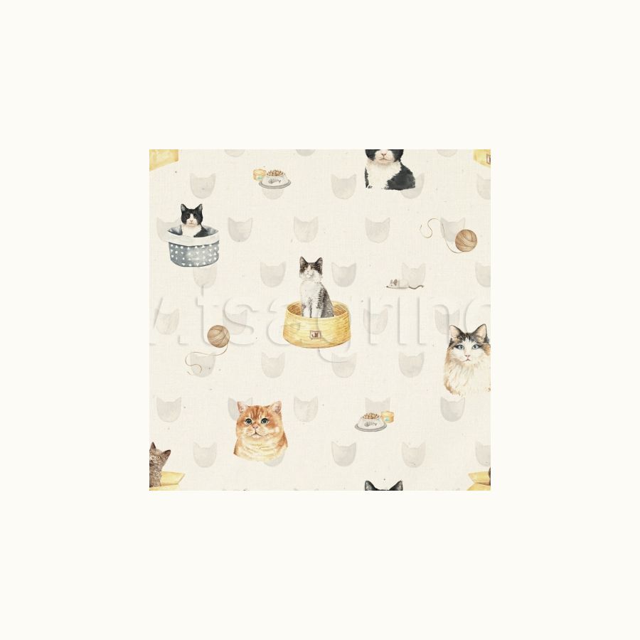 ΥΦΑΣΜΑ ΠΟΠΛΙΝΑ 100% ΒΑΜΒΑΚΙ DIGITAL PRINT (CAT LOVERS)