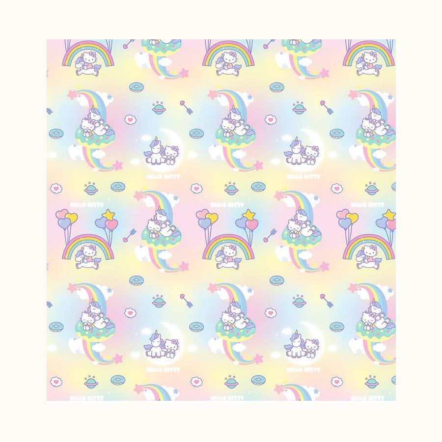 ΥΦΑΣΜΑ ΠΟΠΛΙΝΑ DIGITAL PRINT (DISNEY LICENSED) HELLO KITTY PASTEL RAINBOW