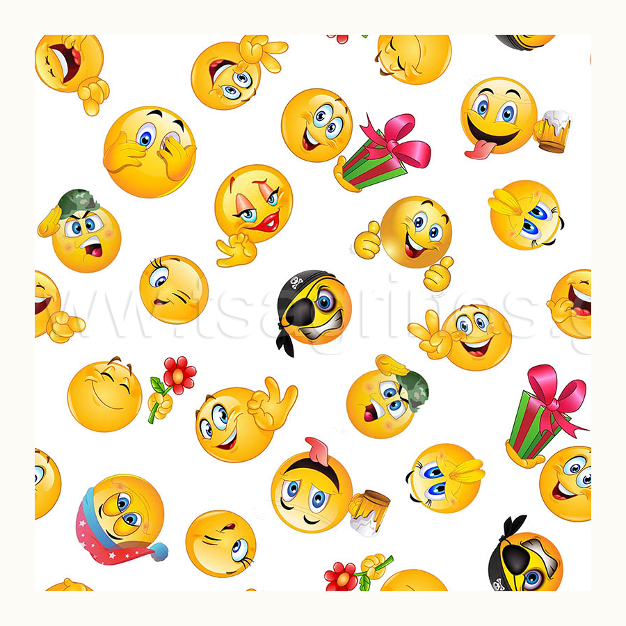 ΥΦΑΣΜA PRINTED LONETA (μαλακό καραβόπανο) ΣΧΕΔΙΟ ''EMOJI''