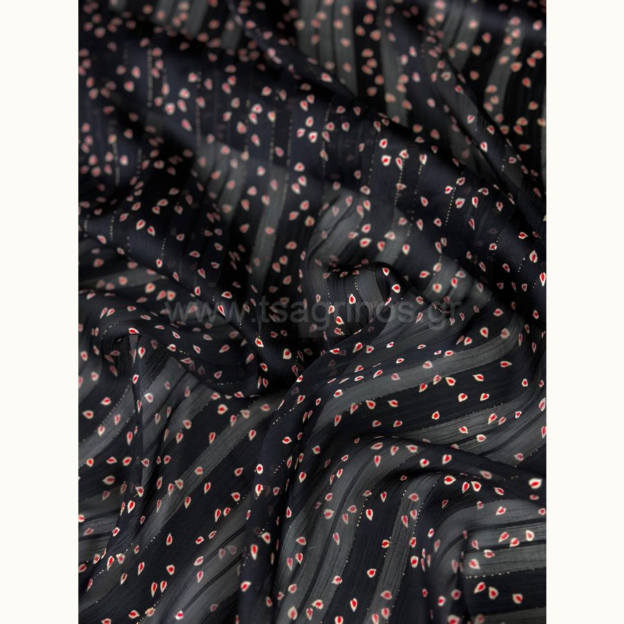 ΥΦΑΣΜΑ ΜΟΥΣΕΛΙΝΑ ΕΜΠΡΙΜΕ LUREX (ΧΡΥΣΗ ΚΛΩΣΤΗ) ΦΥΛΛΑ ΜΑΥΡΑ