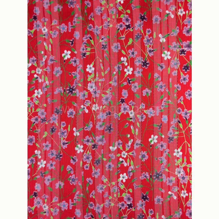 ΥΦΑΣΜΑ ΜΟΥΣΕΛΙΝΑ ΕΜΠΡΙΜΕ LUREX (ΧΡΥΣΗ ΚΛΩΣΤΗ) ΦΛΟΡΑΛ ΚΟΚΚΙΝΟ-ΛΙΛΑ