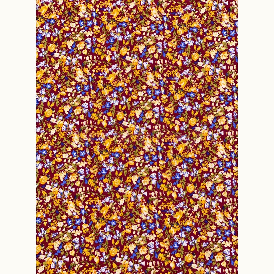 ΥΦΑΣΜΑ 100% ΒΙΣΚΟΖ - ΜΠΟΡΝΤΟ ΒΑΣΗ ΜΕ ΚΙΤΡΙΝΟ & ΜΠΛΕ/ΜΩΒ ΜΙΚΡΑ ΦΛΟΡΑΛ