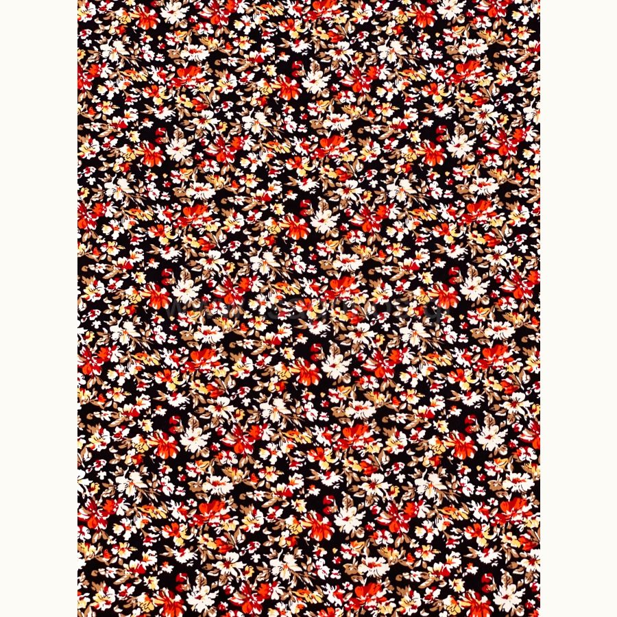 ΥΦΑΣΜΑ 100% ΒΙΣΚΟΖ - ΜΑΥΡΗ ΒΑΣΗ ΜΕ ΜΙΚΡΟ ΦΛΟΡΑΛ ΠΟΡΤΟΚΑΛΙ/ΕΚΡΟΥ