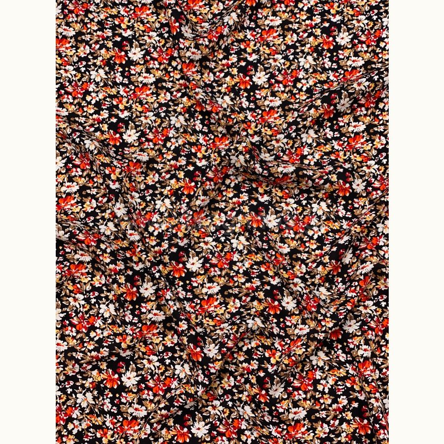 ΥΦΑΣΜΑ 100% ΒΙΣΚΟΖ - ΜΑΥΡΗ ΒΑΣΗ ΜΕ ΜΙΚΡΟ ΦΛΟΡΑΛ ΠΟΡΤΟΚΑΛΙ/ΕΚΡΟΥ