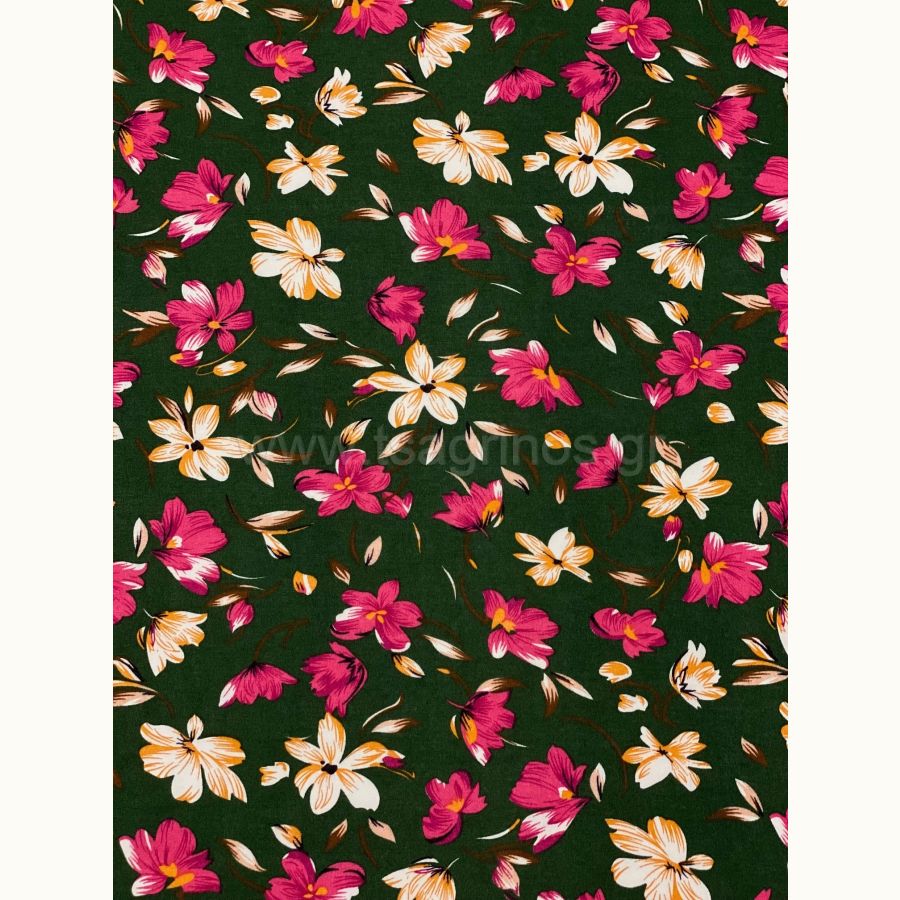 ΥΦΑΣΜΑ 100% ΒΙΣΚΟΖ - ΠΡΑΣΙΝΗ ΚΥΠΑΡΙΣΣΙ ΒΑΣΗ ΜΕ ΜΕΣΑΙΟ ΑΝΘΟΣ ΣΕ ΕΚΡΟΥ/ΦΟΥΞΙΑ