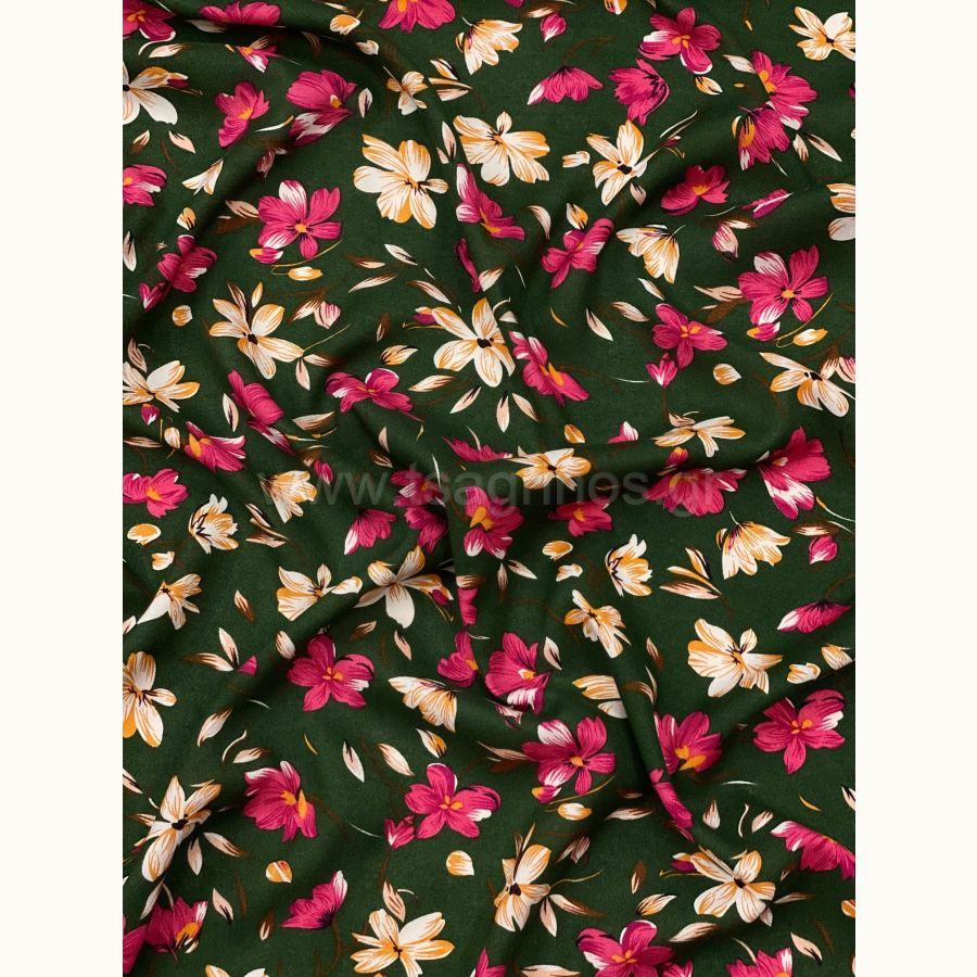 ΥΦΑΣΜΑ 100% ΒΙΣΚΟΖ - ΠΡΑΣΙΝΗ ΚΥΠΑΡΙΣΣΙ ΒΑΣΗ ΜΕ ΜΕΣΑΙΟ ΑΝΘΟΣ ΣΕ ΕΚΡΟΥ/ΦΟΥΞΙΑ