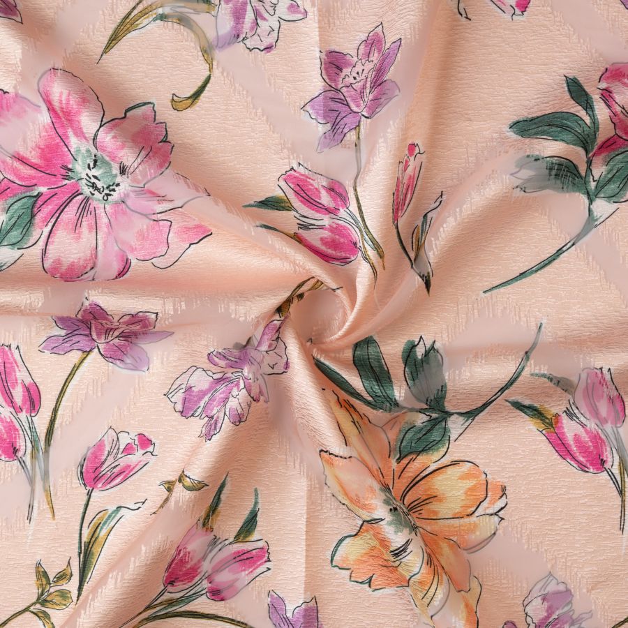 ΥΦΑΣΜΑ ΟΡΓΑΝΤΖΑ ΝΤΕΒΟΡΕ ΜΕ ΑΝΑΓΛΥΦΑ ΛΟΥΛΟΥΔΙΑ - ΡΟΖ 