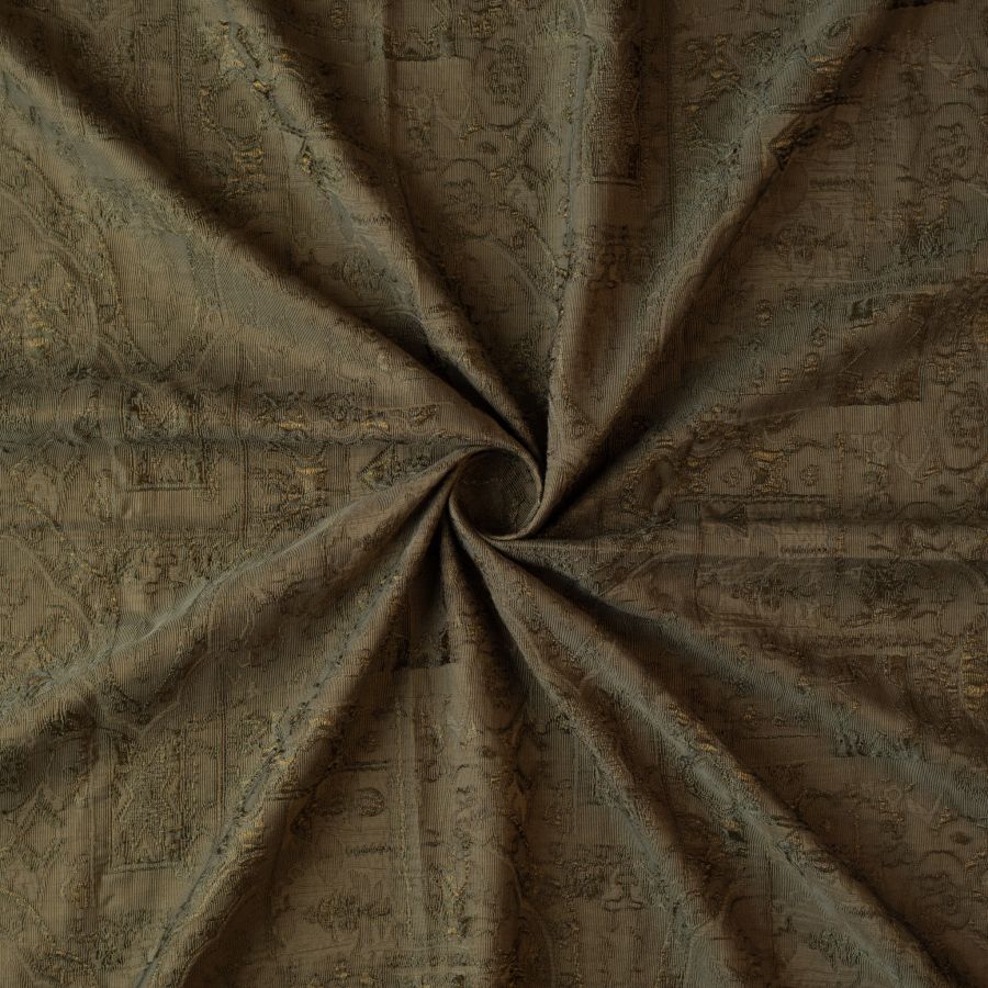 ΥΦΑΣΜΑ ΜΠΡΟΚΑΡ BAROQUE ΜΕ ΑΝΑΓΛΥΦΟ ΓΕΩΜΕΤΡΙΚΟ ΣΧΕΔΙΟ - ΚΑΦΕ / ΛΑΔΙ ΜΕ ΛΑΔΟΧΡΥΣΗ ΚΛΩΣΤΗ (Ρετάλι 1.40 μέτρα)