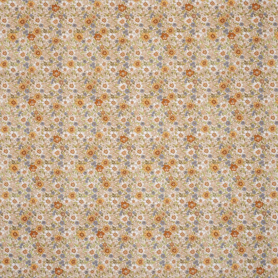 ΥΦΑΣΜΑ ΠΟΠΛΙΝΑ 100% ΒΑΜΒΑΚΙ DIGITAL PRINT - LIBERTY FLORAL ΜΙΚΡΟ ΚΑΦΕ / ΜΠΕΖ