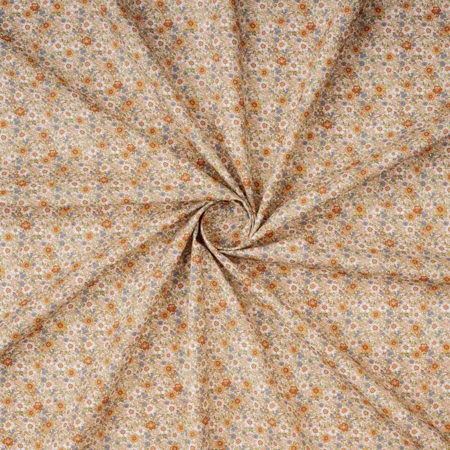 ΥΦΑΣΜΑ ΠΟΠΛΙΝΑ 100% ΒΑΜΒΑΚΙ DIGITAL PRINT - LIBERTY FLORAL ΜΙΚΡΟ ΚΑΦΕ / ΜΠΕΖ