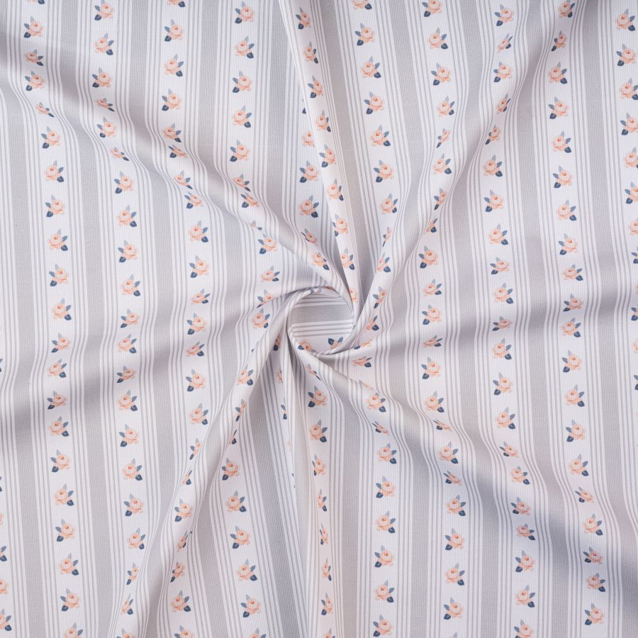 ΥΦΑΣΜΑ 100% ΒΑΜΒΑΚΕΡΟ ΓΚΡΟ - ΡΙΓΕ ΦΛΟΡΑΛ VINTAGE