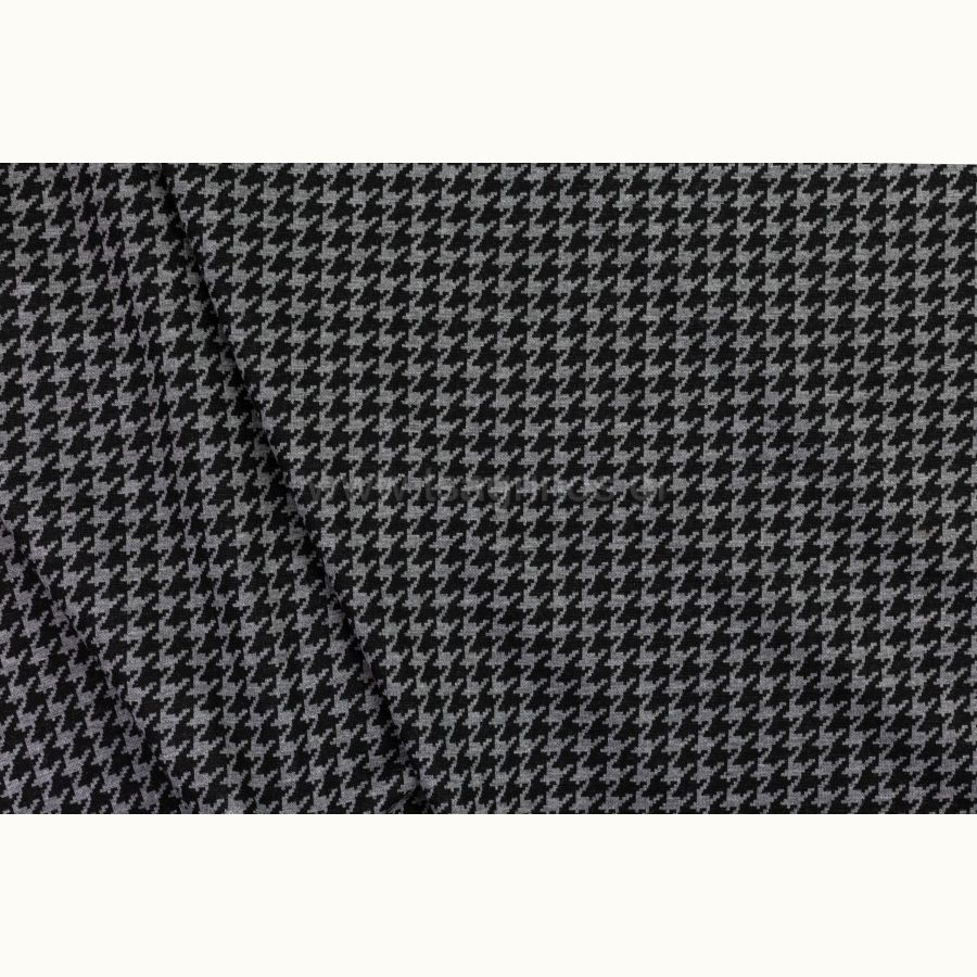 ΥΦΑΣΜΑ ΕΛΑΣΤΙΚΟ ΒΑΡΥ ΠΟΥΝΤΟ ΝΤΙ ΡΟΜΑ (PUNTO ROMA) PIED DE POULE ΜΑΥΡΟ ΓΚΡΙ