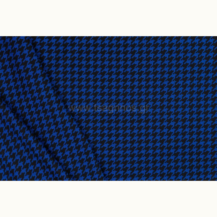 ΥΦΑΣΜΑ ΕΛΑΣΤΙΚΟ ΒΑΡΥ ΠΟΥΝΤΟ ΝΤΙ ΡΟΜΑ (PUNTO ROMA) PIED DE POULE ΜΑΥΡΟ - ΜΠΛΕ (Ρετάλια 1.20+1.50+2 μέτρα)