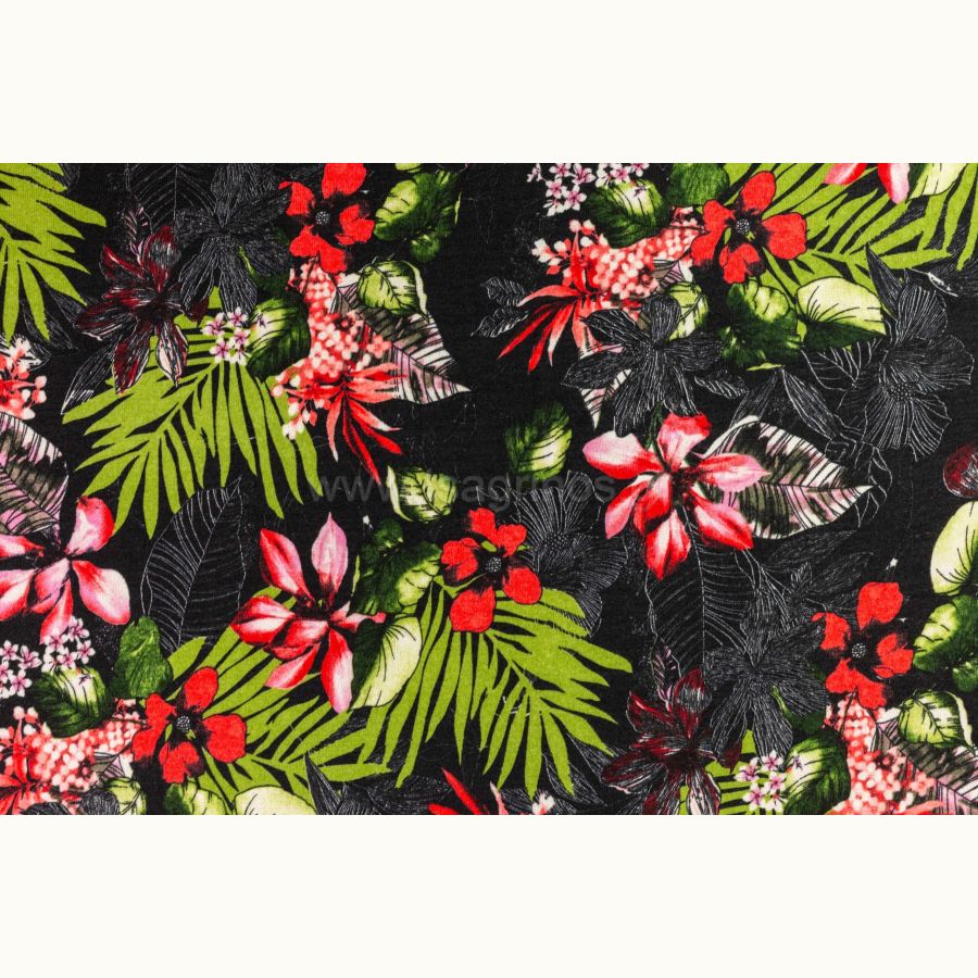ΥΦΑΣΜΑ ΠΛΕΚΤΟ (ΜΑΥΡΟ - TROPICAL PRINT)