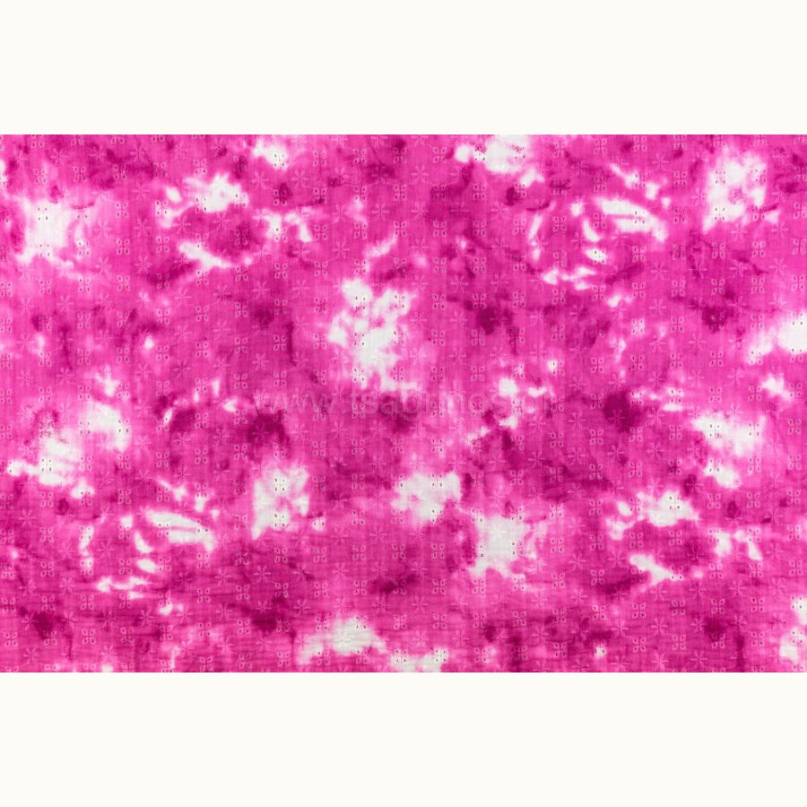 ΥΦΑΣΜΑ ΒΑΜΒΑΚΕΡΗ ΜΟΥΣΕΛΙΝΑ ΜΠΡΟΝΤΕΡΙ (DOUBLE GAUZE) TIE DYE ΦΟΥΞΙΑ