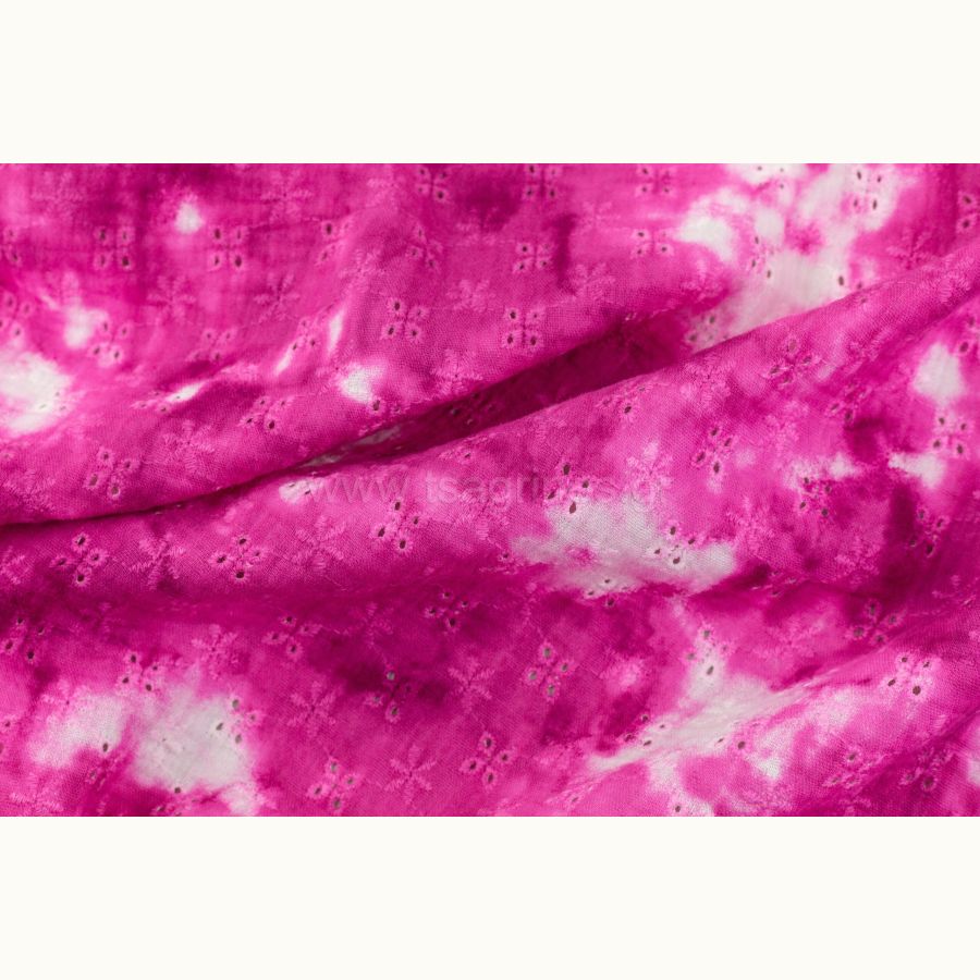 ΥΦΑΣΜΑ ΒΑΜΒΑΚΕΡΗ ΜΟΥΣΕΛΙΝΑ ΜΠΡΟΝΤΕΡΙ (DOUBLE GAUZE) TIE DYE ΦΟΥΞΙΑ