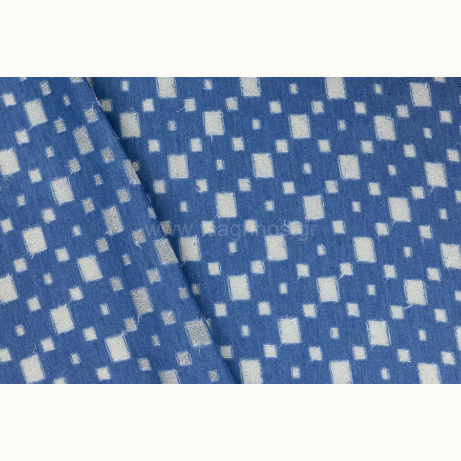 ΥΦΑΣΜΑ ΤΖΙΝ LUREX (ΜΠΛΕ ΚΛΑΣΣΙΚΟ ΣΧΕΔΙΟ ΤΕΤΡΑΓΩΝΑ)
