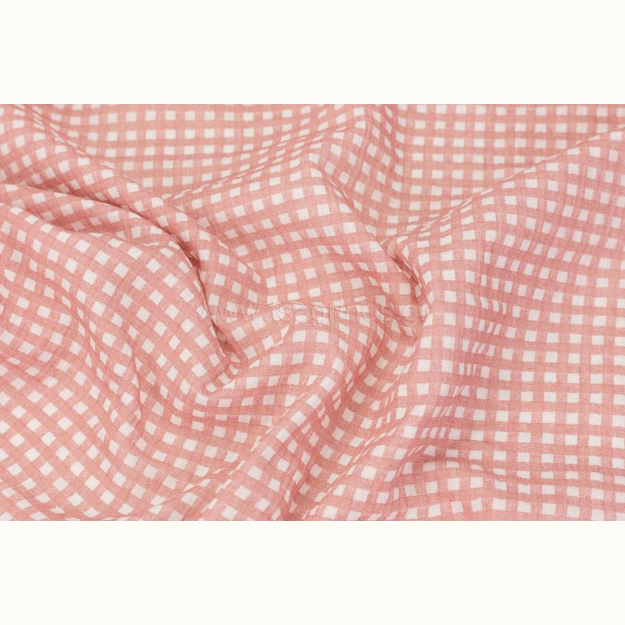 ΥΦΑΣΜΑ ΒΑΜΒΑΚΕΡΗ ΜΟΥΣΕΛΙΝΑ (DOUBLE GAUZE) ΣΧΕΔΙΟ ΚΑΡΟ ΡΟΖ