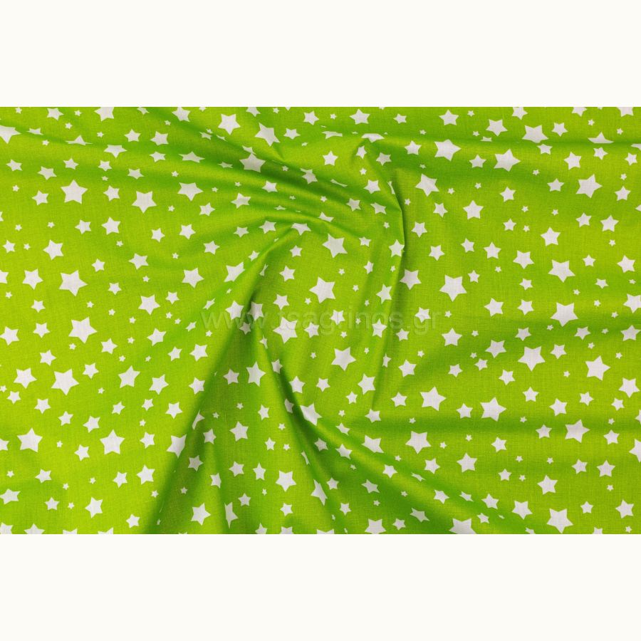 ΥΦΑΣΜΑ ΠΟΠΛΙΝΑ 100% ΒΑΜΒΑΚΙ ΣΧΕΔΙΟ ΑΣΤΕΡΙΑ (ΠΡΑΣΙΝΟ ΛΑΧΑΝΙ - ΑΣΠΡΟ)
