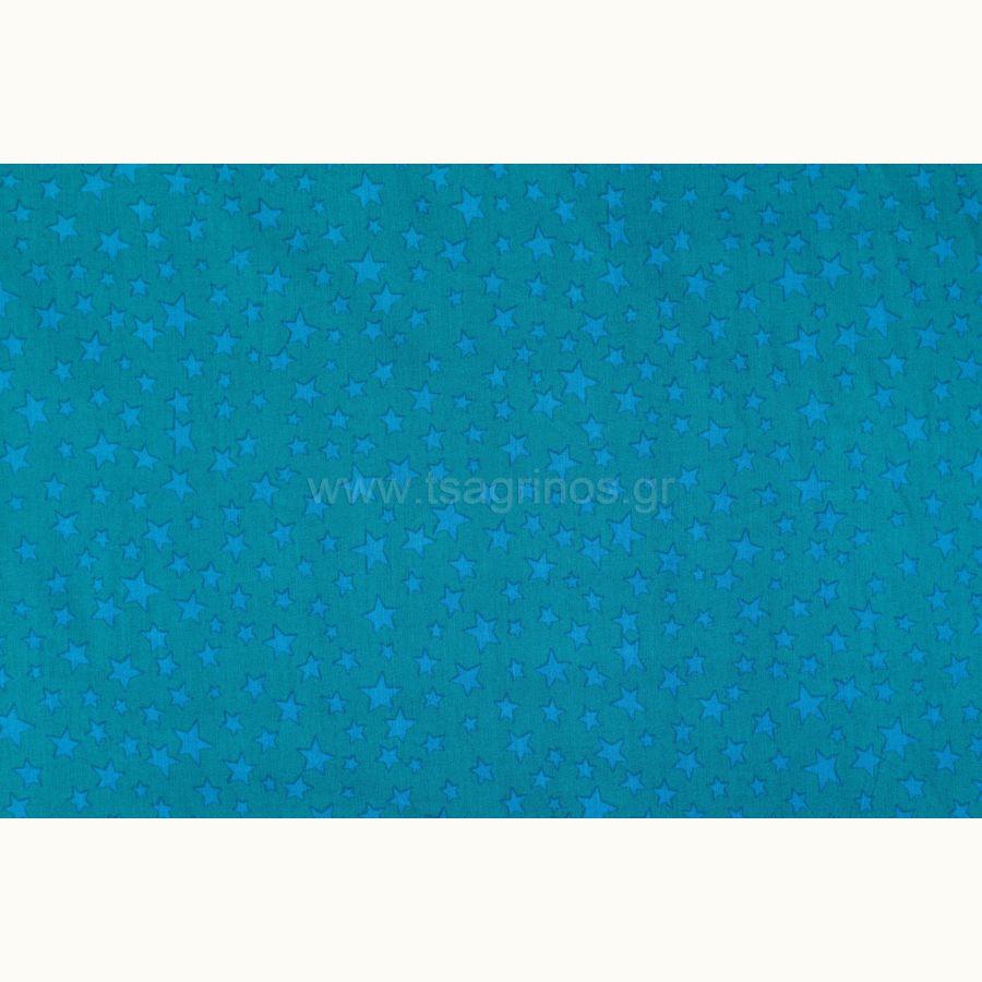 ΥΦΑΣΜΑ ΠΟΠΛΙΝΑ 100% ΒΑΜΒΑΚΙ ΣΧΕΔΙΟ ΑΣΤΕΡΙΑ (ΠΡΑΣΙΝΟ ΠΕΤΡΟΛ - ΜΠΛΕ)