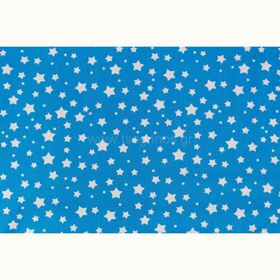 ΥΦΑΣΜΑ ΠΟΠΛΙΝΑ 100% ΒΑΜΒΑΚΙ ΣΧΕΔΙΟ ΑΣΤΕΡΙΑ (ΓΑΛΑΖΙΟ - ΑΣΠΡΟ)