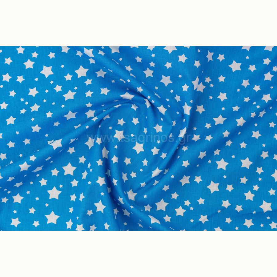 ΥΦΑΣΜΑ ΠΟΠΛΙΝΑ 100% ΒΑΜΒΑΚΙ ΣΧΕΔΙΟ ΑΣΤΕΡΙΑ (ΓΑΛΑΖΙΟ - ΑΣΠΡΟ)