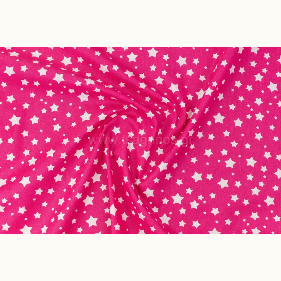 ΥΦΑΣΜΑ ΠΟΠΛΙΝΑ 100% ΒΑΜΒΑΚΙ ΣΧΕΔΙΟ ΑΣΤΕΡΙΑ (ΦΟΥΞΙΑ - ΑΣΠΡΟ) Ρετάλι 3 μέτρα