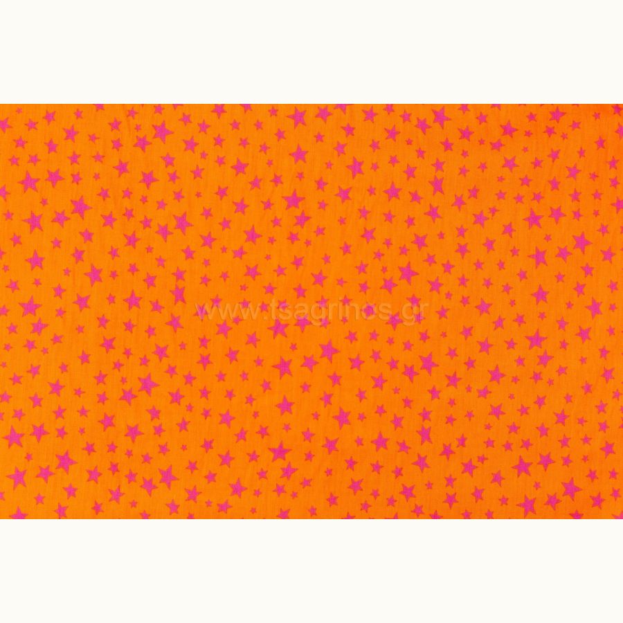 ΥΦΑΣΜΑ ΠΟΠΛΙΝΑ 100% ΒΑΜΒΑΚΙ ΣΧΕΔΙΟ ΑΣΤΕΡΙΑ (ΠΟΡΤΟΚΑΛΙ - ΦΟΥΞΙΑ)