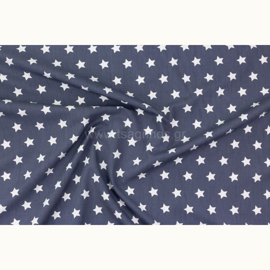 ΥΦΑΣΜΑ ΠΟΠΛΙΝΑ 100% ΒΑΜΒΑΚΙ ΣΧΕΔΙΟ ΑΣΤΕΡΙΑ (ΓΚΡΙ - ΑΣΠΡΟ)