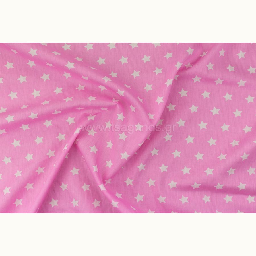 ΥΦΑΣΜΑ ΠΟΠΛΙΝΑ 100% ΒΑΜΒΑΚΙ ΣΧΕΔΙΟ ΑΣΤΕΡΙΑ (ΡΟΖ - ΑΣΠΡΟ)