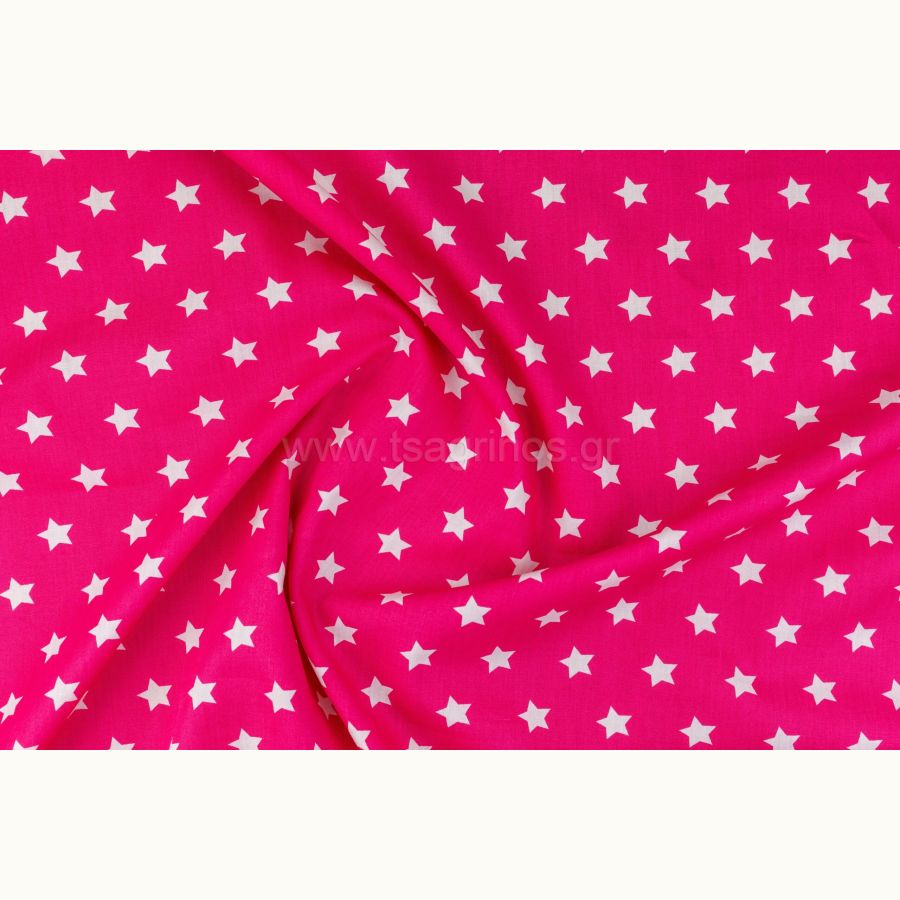 ΥΦΑΣΜΑ ΠΟΠΛΙΝΑ 100% ΒΑΜΒΑΚΙ ΣΧΕΔΙΟ ΑΣΤΕΡΙΑ (ΦΟΥΞΙΑ - ΑΣΠΡΟ)