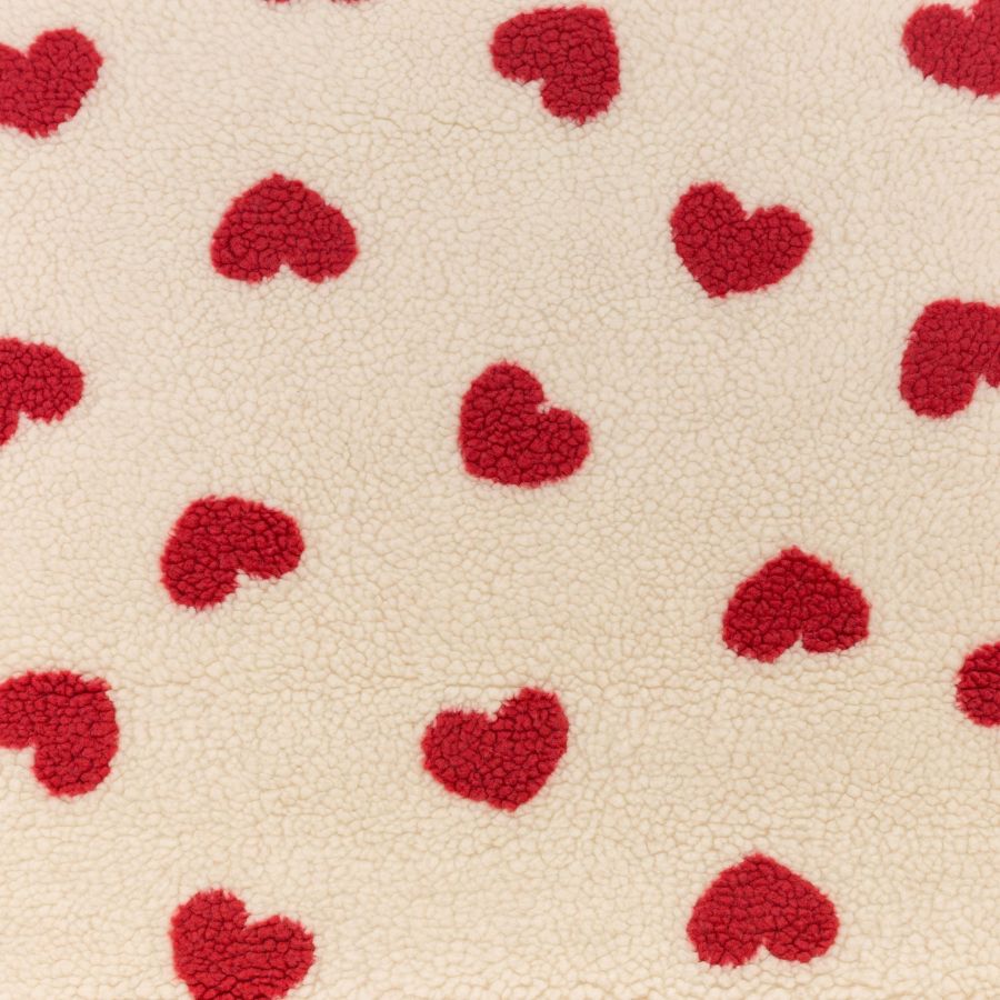 ΥΦΑΣΜΑ ΓΟΥΝΑ TEDDY ΑΦΡΑΤΟ ΓΙΑ ΡΟΥΧΑ, ΚΟΥΒΕΡΤΕΣ ΚΑΙ ΔΙΑΚΟΣΜΗΣΗ - ΚΑΡΔΙΕΣ ΚΟΚΚΙΝΕΣ 