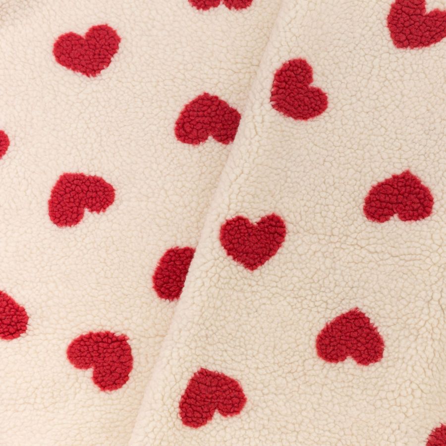 ΥΦΑΣΜΑ ΓΟΥΝΑ TEDDY ΑΦΡΑΤΟ ΓΙΑ ΡΟΥΧΑ, ΚΟΥΒΕΡΤΕΣ ΚΑΙ ΔΙΑΚΟΣΜΗΣΗ - ΚΑΡΔΙΕΣ ΚΟΚΚΙΝΕΣ 