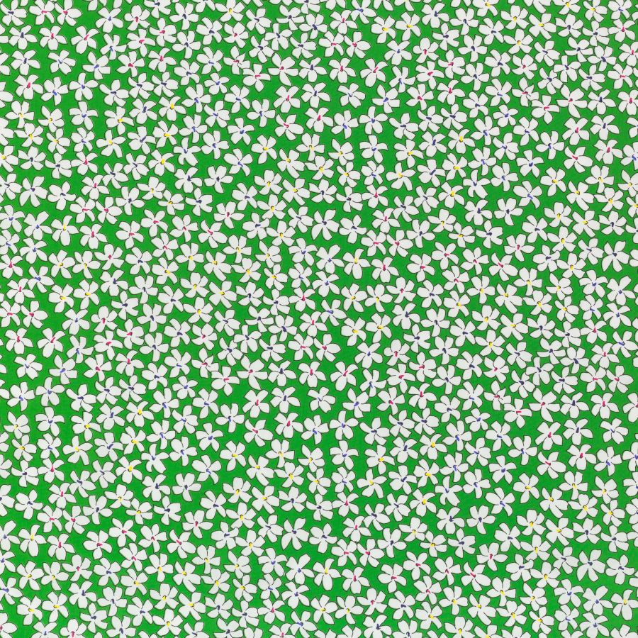 ΥΦΑΣΜΑ ΠΟΠΛΙΝΑ 100% ΒΑΜΒΑΚΙ - ΛΕΥΚΑ ΛΟΥΛΟΥΔΑΚΙΑ ΣΕ ΠΡΑΣΙΝΗ ΒΑΣΗ