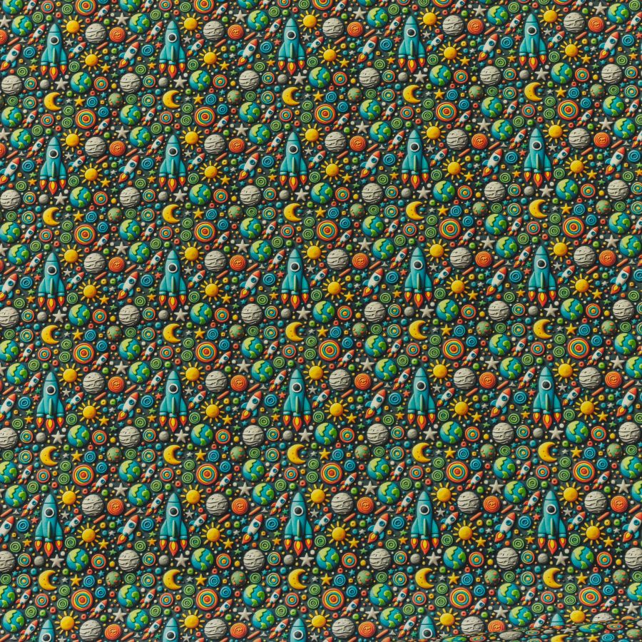 ΥΦΑΣΜΑ ΠΟΠΛΙΝΑ 100% ΒΑΜΒΑΚΙ DIGITAL PRINT - ΔΙΑΣΤΗΜΑ - ΠΥΡΑΥΛΟΙ & ΠΛΑΝΗΤΕΣ 5D ΣΧΕΔΙΑ