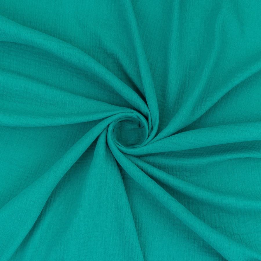 ΥΦΑΣΜΑ ΒΑΜΒΑΚΕΡΗ ΜΟΥΣΕΛΙΝΑ DOUBLE GAUZE – ΓΑΖΑ ΜΕ ΓΚΟΦΡΕ ΥΦΑΝΣΗ - ΜΠΛΕ/ΠΡΑΣΙΝΟ