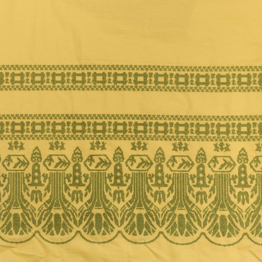 ΥΦΑΣΜΑ 100% ΒΑΜΒΑΚΕΡΟ ΜΠΡΟΝΤΕΡΙ ΜΕ ΣΧΕΔΙΟ ΜΠΟΡΝΤΟΥΡΑ (ΚΙΤΡΙΝΟ ΜΕ ΓΕΩΜΕΤΡΙΚΑ ΣΧΕΔΙΑ) Ρετάλι 2.90 μέτρα