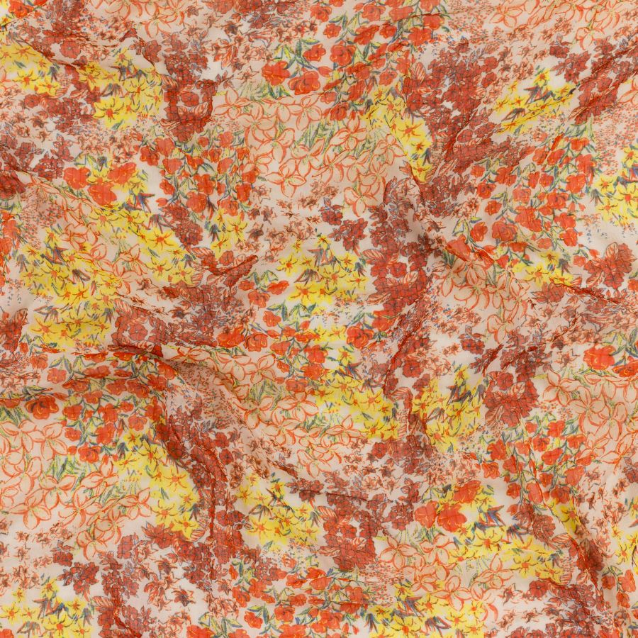 ΥΦΑΣΜΑ ΜΟΥΣΕΛΙΝΑ ΕΜΠΡΙΜΕ ΓΚΟΦΡΕ - ΦΛΟΡΑΛ ΣΧΕΔΙΟ ΠΟΡΤΟΚΑΛΙ