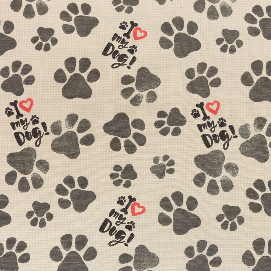 ΥΦΑΣΜA ΛΟΝΕΤΑ PRINTED (ΜΑΛΑΚΟ ΚΑΡΑΒΟΠΑΝΟ) ΜΠΕΖ ΚΑΡΟ ΒΑΣΗ ΜΕ '' I LOVE MY DOG'' & ΠΑΤΟΥΣΑΚΙΑ