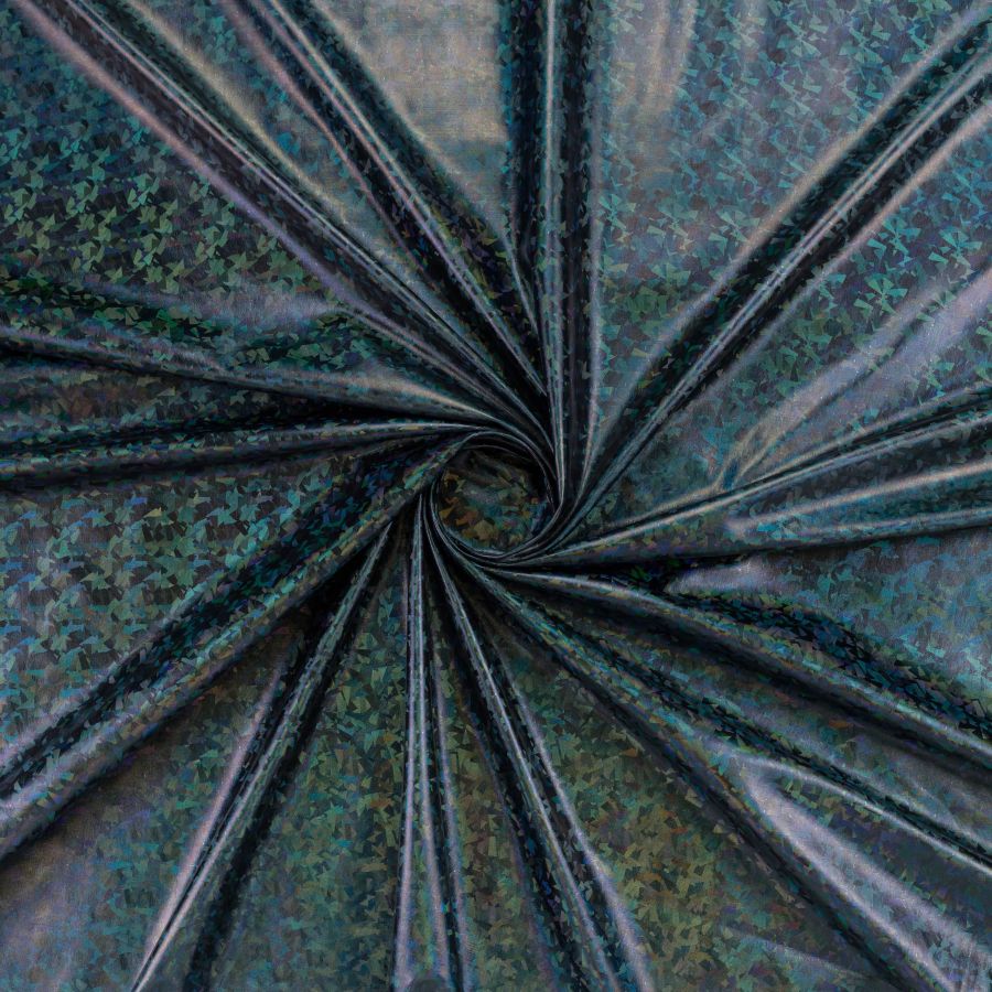 ΥΦΑΣΜΑ ΕΛΑΣΤΙΚO FOIL ΛΕΠΙ ''LYCRA FANTASIA''  - ΨΗΦΙΔΑ ΙΡΙΔΙΖΟΥΣΑ (ΜΠΛΕ ΠΕΤΡΟΛ-ΣΚΟΥΡΟ ΠΡΑΣΙΝΟ)