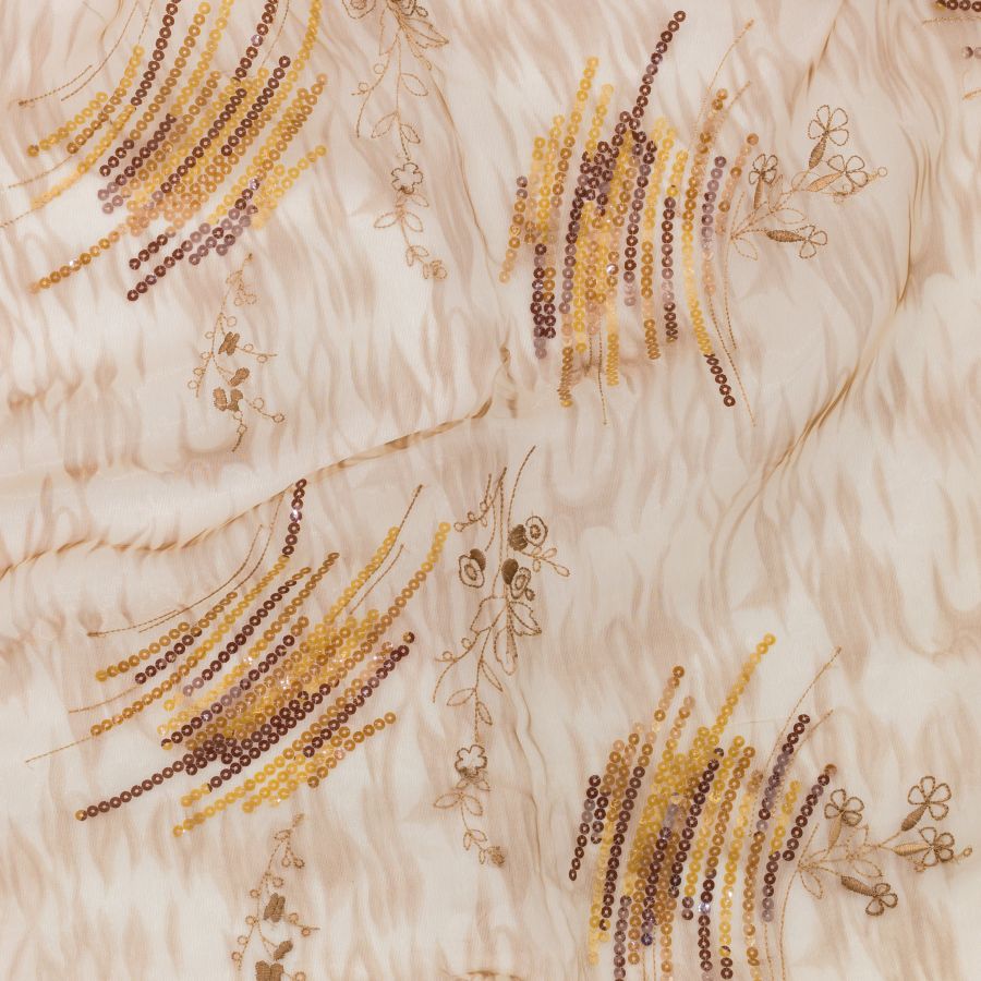 ΥΦΑΣΜΑ ΟΡΓΑΝΤΖΑ ΚΕΝΤΗΜΕΝΗ ΜΕ ΠΑΓΙΕΤΕΣ ΕΜΠΡΙΜΕ - ΑΚΑΝΟΝΙΣΤΟ ΓΕΩΜΕΤΡΙΚΟ ΣΧΕΔΙΟ ΜΠΕΖ ΤΟΥ ΠΟΥΡΟΥ/ΧΡΥΣΟ (Ρετάλια 1.45+1.50 μέτρα)