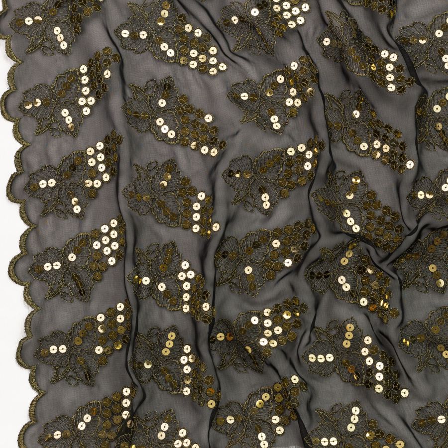 ΥΦΑΣΜΑ ΜΟΥΣΕΛΙΝΑ ΜΕ ΑΝΑΓΛΥΦΟ ΚΕΝΤΗΜΑ & ΠΑΓΙΕΤΕΣ - ΜΑΥΡΟ ΜΕ ΧΡΥΣΟ (Ρετάλι 3 μέτρα)