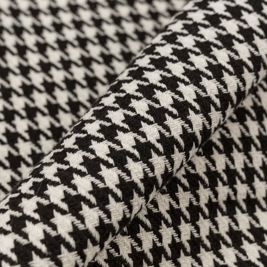 ΥΦΑΣΜΑ ΜΑΛΛΙΝΟ ΚΑΡΟ PIED DE POULE - ΑΣΠΡΟΜΑΥΡΟ