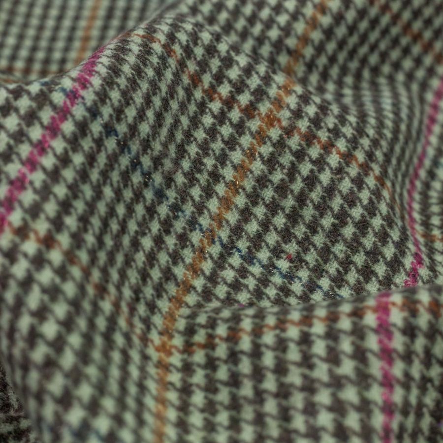 ΥΦΑΣΜΑ ΜΑΛΛΙΝΟ ΚΑΡΟ PIED DE POULE ΜΕ ΛΑΜΕ ΚΛΩΣΤΗ – ΠΡΑΣΙΝΟ ΜΕΝΤΑΣ ΣΚΟΥΡΟ