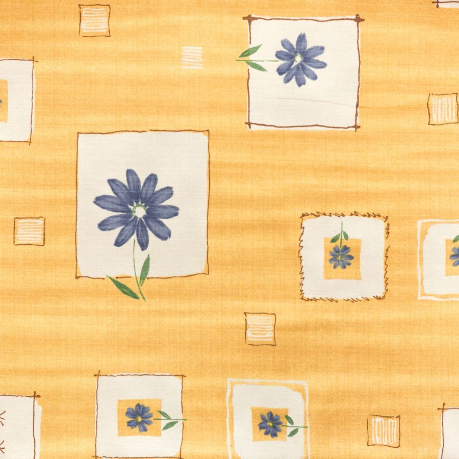 ΥΦΑΣΜA ΛΟΝΕΤΑ PRINTED (ΜΑΛΑΚΟ ΚΑΡΑΒΟΠΑΝΟ) ΚΙΤΡΙΝΑ ΜΕ ΜΠΛΕ ΛΟΥΛΟΥΔΙΑ & ΤΕΤΡΑΓΩΝΑ