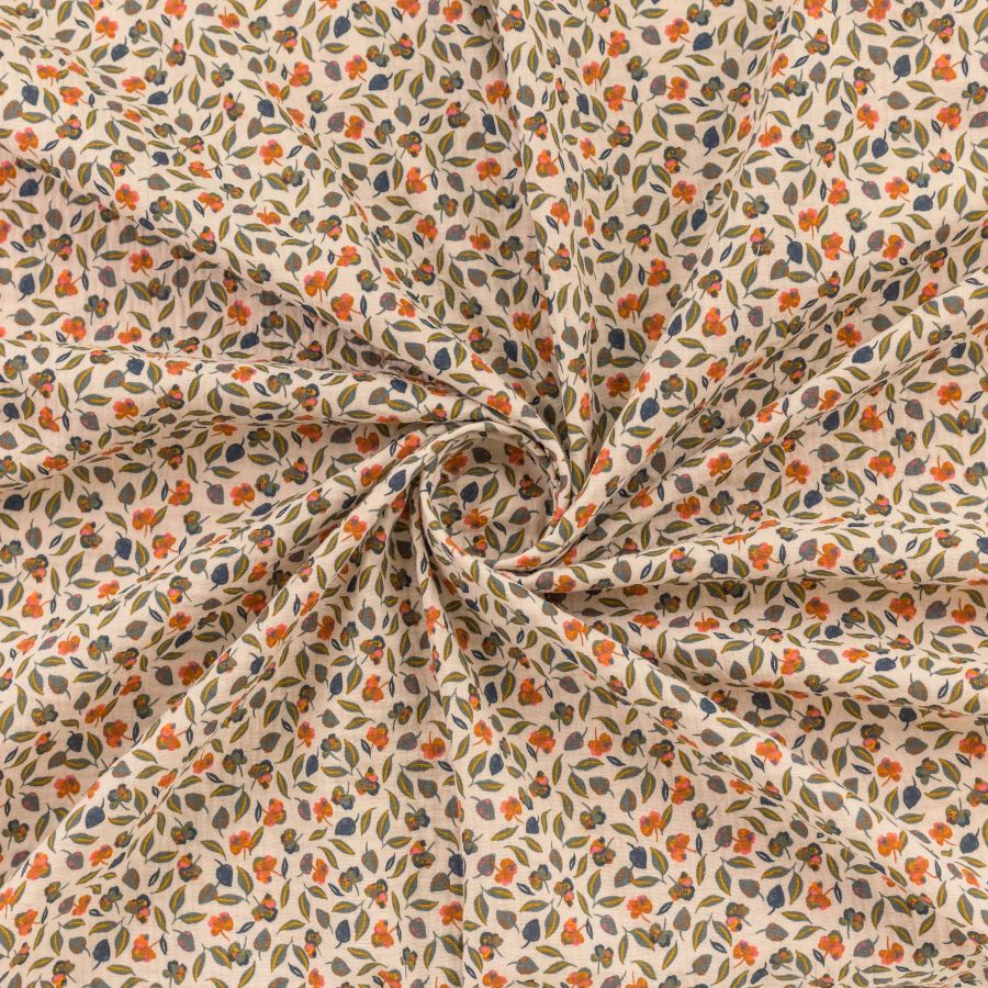 ΥΦΑΣΜΑ ΒΑΜΒΑΚΕΡΗ ΜΟΥΣΕΛΙΝΑ DOUBLE GAUZE – ΓΑΖΑ ΜΕ ΓΚΟΦΡΕ ΥΦΑΝΣΗ - ΦΛΟΡΑΛ DITSY PRINT