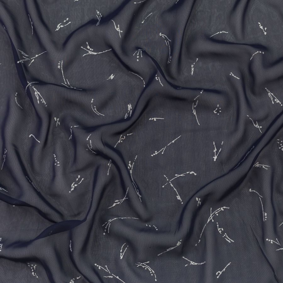 ΥΦΑΣΜΑ ΜΟΥΣΕΛΙΝΑ ΕΜΠΡΙΜΕ ΜΕ ΑΝΑΓΛΥΦΟ ΣΧΕΔΙΟ ΓΚΛΙΤΤΕΡ - ΜΠΛΕ ΣΚΟΥΡΟ - Ρετάλι 2.30μ.